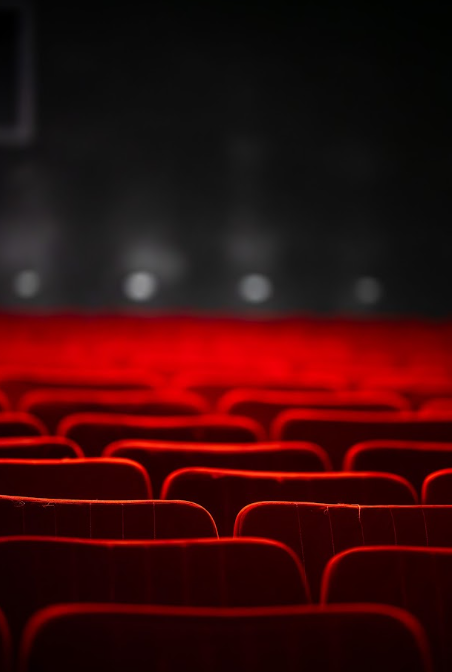 Rangées de fauteuils rouges dans une salle de spectacle